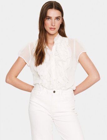 Saint Tropez Liljasz Crinkle Ss Shirt - White - L