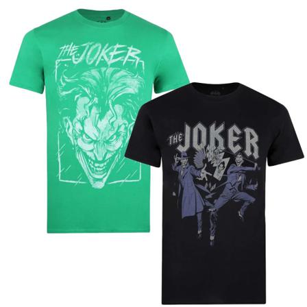 Dc Comics Mens The Joker T-shirt (pack Om 2) Xxl Svart/grön/wh