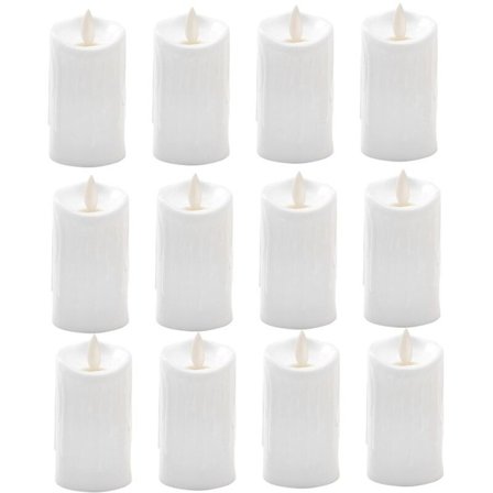 Keskikokoiset liekittömät kynttilät pisaranmuotoiset välkkyvät valot LED-liekki elektroninen paristo aito parafiinivaha valkoinen 12 kpl