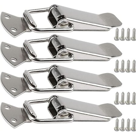 Rustfrit Stål Spændeklips Med Skruer Hængselsklips, Fjedertoggle Låsbeslag, Fangklemme Klips, Kasselukning, Kapsel Lås Til Værktøjskasse (4stk)