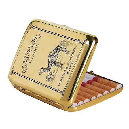 Sigarettetui i metall, rommer 16 sigaretter, vintage kobber Camel/Marlboro sigarettetui, portabelt og vanntett (størrelse: 9,5x7cm)