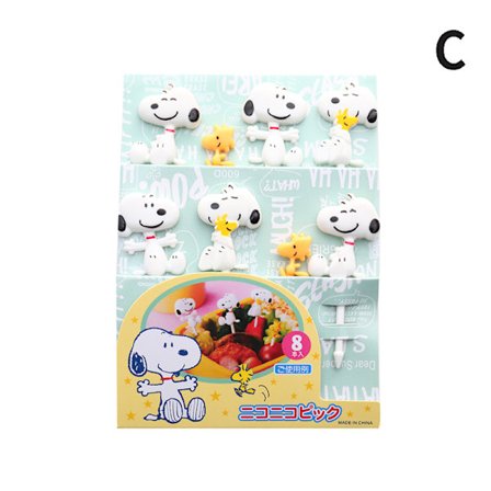 6 stk tegneserie Lucky Cat Hund Form Frukt Gaffel Picks Sett Dessert