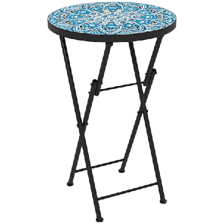 Rootz Mosaic Garden Bord - Foldbar terrassebord - Runde gårdhaveborde - Rumbesparende design - Ø35,5 x 55 timer cm