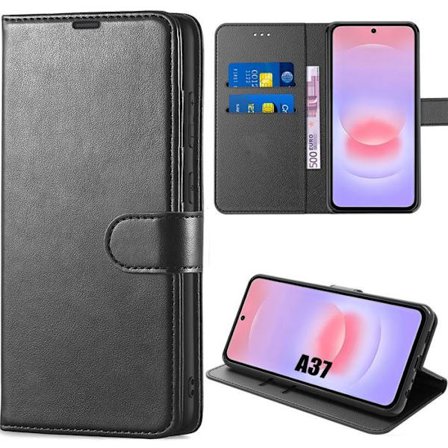 Coque Synthécuir - BOOLING - til Samsung Galaxy A37 5G - Beskyttelse mod ridser og stød - Sort