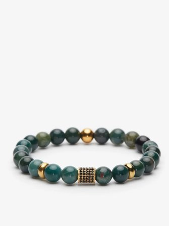 John Henric Men's Grünes Perlenarmband Size 20cm