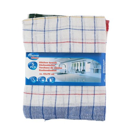 Keittiöpyyhkeet 70 x 45 cm 5-pakkauksessa ruutukuviolla
