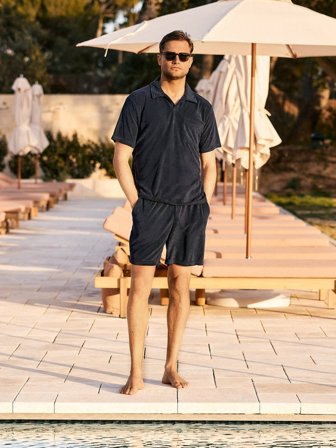 John Henric Men's Navy Blue Terry Set Size