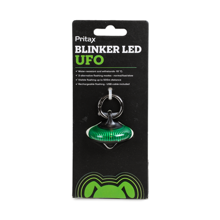 Pritax - Blinkende LED UFO, 5x6,5cm, Grønn - Hund - Halsbånd - ZOO.no