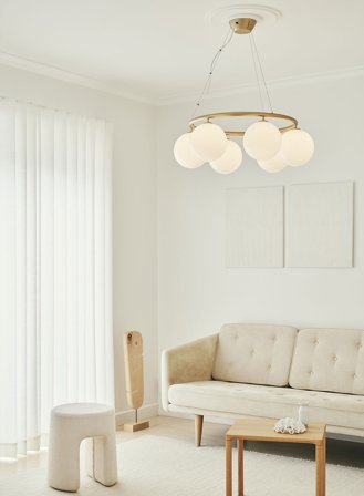 Miira 6 rund taklampe - nordic gold/opal