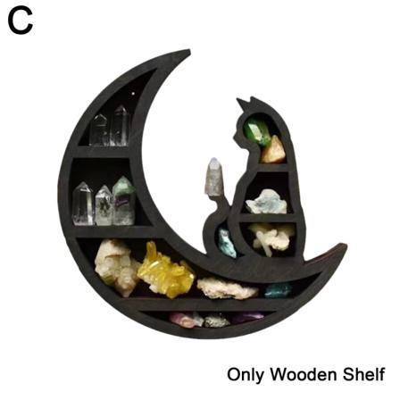 Moon Cat Fairy Star Heart Flytande Trähyllor Crystal Displa