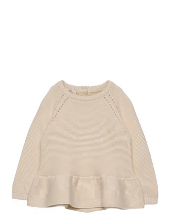 Knitted Pullover W. Frill Pullover Creme Copenhagen Colors