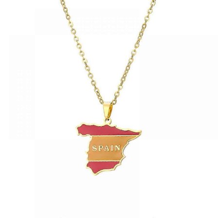 Damehalskæde, Spanien Kort Vedhæng Rustfrit Stål Halskæde Tilbehør Kort Geometrisk Vedhæng Etnisk Smykke