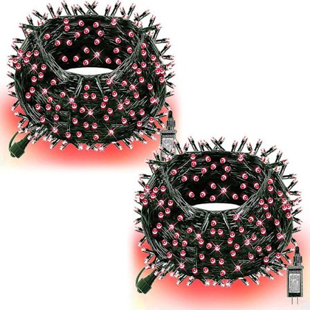 Ljussträng med 200 LED-lampor, 20 meter lång, för julbelysning Röd