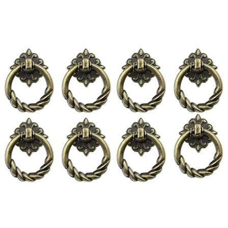8 stk. vintage knopper, antikke bronzemøbelknopper til skabe, kommoder, møbler osv. (bronze)
