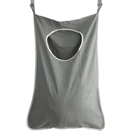 Likapyykkipussi, suuri pyykkikori roikkuva säilytyspussi ilmaisilla koukuilla kylpyhuoneeseen, asuntolaan ja vaatekaappiin (harmaa)