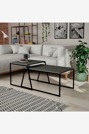 Homitis - Sofabord Set Pal Orta Sehpa - Grå - Sofabord - Fra Homeroom