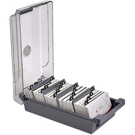 Korttikotelo, jossa on tilaa 500 kortille, käyntikorttikotelo, käyntikorttien säilytyslaatikko, arkistolaatikko