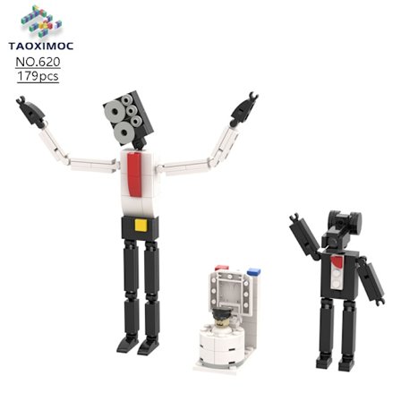 Monitor vs Toilet Man's Building Block Toy Model Handgjord