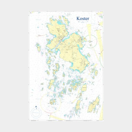 Nástěnná mapa Hydrographica Kosterskärgården, 70 x 100 cm, nepoškozená (plano)