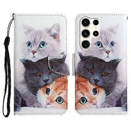 For Samsung Galaxy S25 Ultra Deksel Mønstertrykk Beskyttende Lær Folio Telefon Deksel (Stil M)