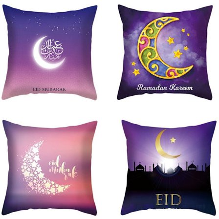 4 stycken Ramadan kudde dekor Eid Mubarak måne soffa kudde för måne soffa kudde