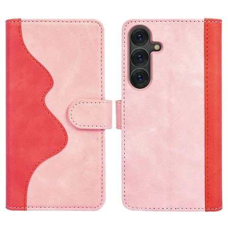 Kaksivärinen nahkainen läppäkotelo Samsung Galaxy S25 Plus - Pinkki