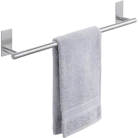 304 håndklestativ i rustfritt stål, enkel stang, kjøkken og bad, spikerfri stativpasta, kjøkken- og baderomsanheng med 4 kroker