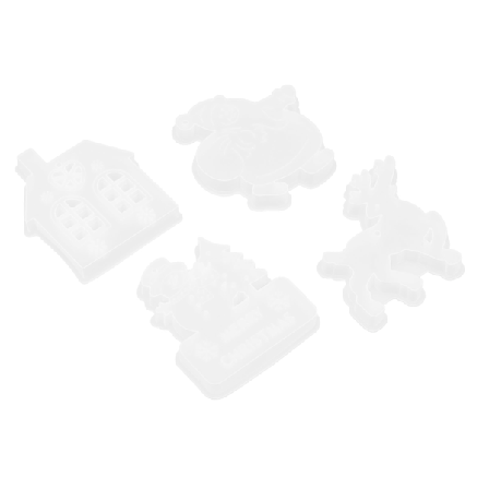 4PCS Julberlock Gjutform Personlig Flexibel Silikon Utsökt DIY Jul Hartsform