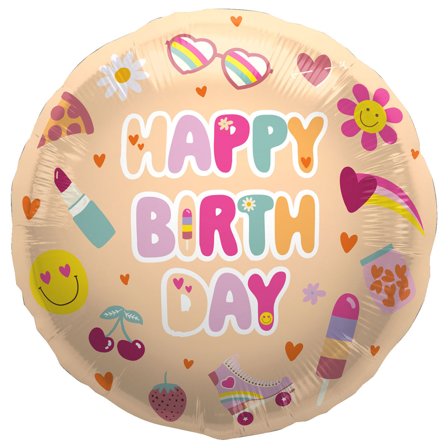 Rund Folieballon Happy Birthday Boho Girlz