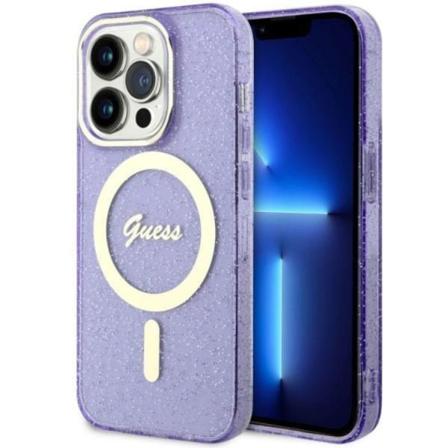 Guess iPhone 14 Pro Max -puhelinkuori MagSafe Glitter Gold - Lila