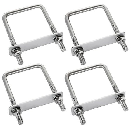 4 stk. Festklemmer, U-bolt Festgjøring, U-bolt, Takboks Festgjøring, Slitesterk Ramme, Rustfritt Stål Kvadratisk U-bolt, For Sleping, Reparasjon, Båt,