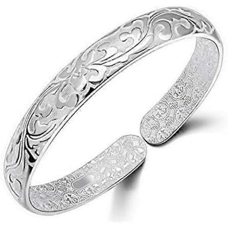 Dam Smycken 925 Silver Sterling Silver Armband Mode Manschett Armring Kedjearmband