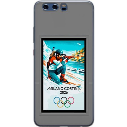 Kompatibelt Mobildeksel til Huawei P10 Retroplakat Cortina Milano 2026 med fjell, vintersportsutøvere, italienske trikolor, Milano-katedralen og olymp