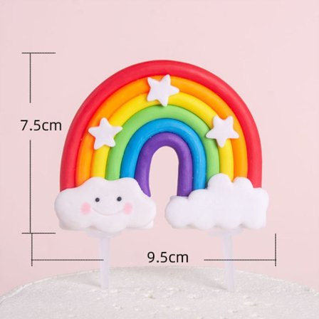 5 kpl Syntymäpäiväkakkukoristeita Rainbow Cake Toppers 9 9