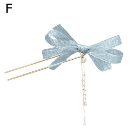 Långa Tofsar Pearl Bow Hårnål Bowknot Hänge Hårklämma U-shap
