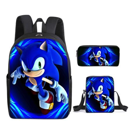 Ny Sonic barneskoleveske animert 3d-trykt ryggsekk Sonic barnes ryggsekk i tre sett Y #4
