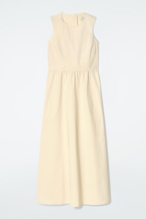 COS Women's Open Back Cotton Maxi Dress in Beige