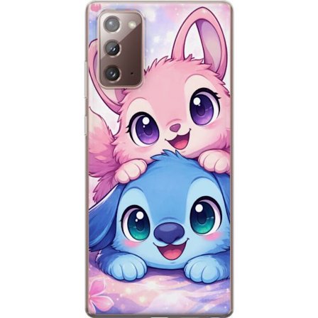 Kompatibel Mobilcover til Samsung Samsung Galaxy Note20 Sød kawaii illustration med pink og blå fantasidyr, store øjne og bløde farver perfekt til