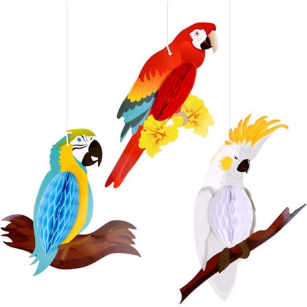 6 papegøje dekorationer, hawaiiansk tropisk fugl fødselsdagsfest dekoration