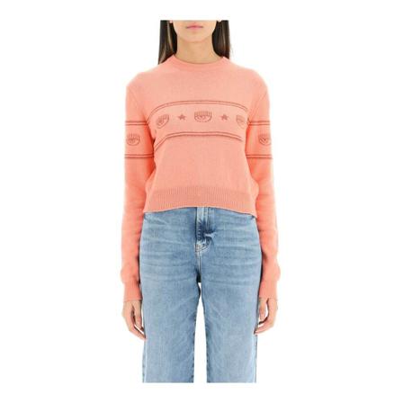 Chiara Ferragni Collection Chiara ferragni lurex maxilogo short sweater Pink, Dame