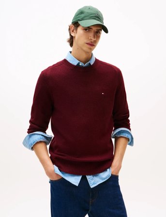 Tommy Hilfiger Lambswool Crew Neck - Burgundy - XXL