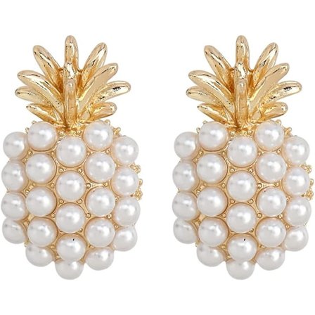 Ananas Frugt Øreringe, Perle Ananas Hængeøreringe til Kvinder, Bohème Perlebesatte Ananas Øreringe, Ananas Stikøreringe Ananas Boho Smykker