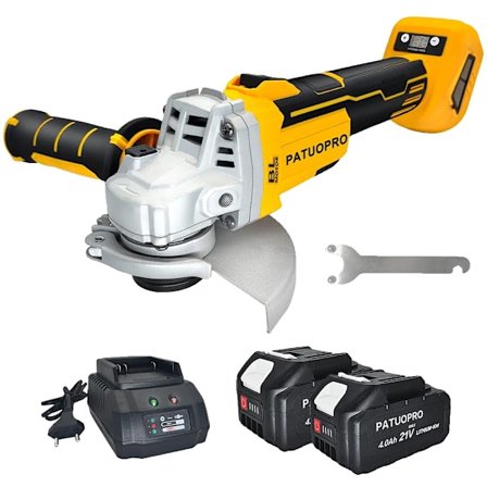 Vinkelslip, 18V Nominell Spänning, Borstlös Motor, 5000-9000 RPM Tomgångshastighet,2PCS 4.0Ah Batteri, EU