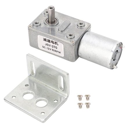 DC-gearmotor med enkelt aksel CW CCW selvlåsende snekkegear motor med base til etiketprinter ovne 12V 50RPM