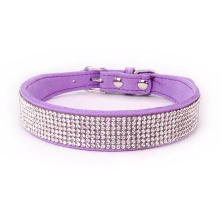 Rhinestone hundhalsband, söt bländande gnistrande mjuk mockaläder