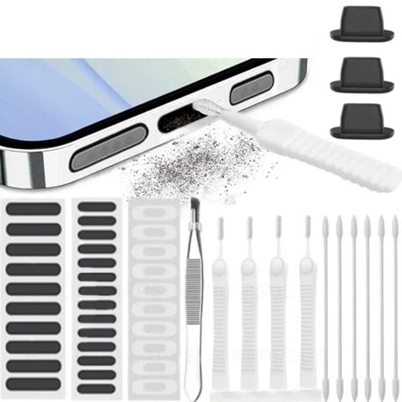 Mobiltelefon Højttaler Støvprop Net Sticker til iPhone 15 14 Pro Opladningsport Beskytter Rengøringskit Universal