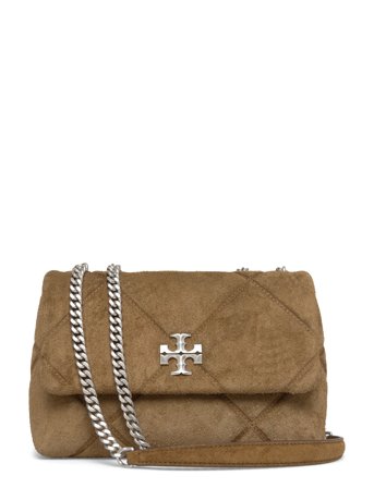 Tory Burch Kira Diamond Quilt Suede Small Convertible Shoulder Bag - Brown - ONE SIZE