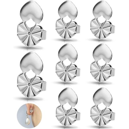 4 Par Ørehængs Løftere, Hypoallergeniske Hjerte Ørehængs Bagstykker Til Sløve Ører Justerbare Til Tunge Ørehæng