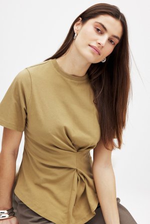 NA-KD T-shirt avec détail torsadé - - Vert - M (EU 38-40)