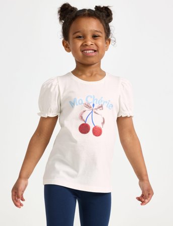 Lindex Top Ss Placement Print And Seq - White - 104